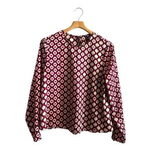 Mango Dark Red and Pink Boxy Blouse